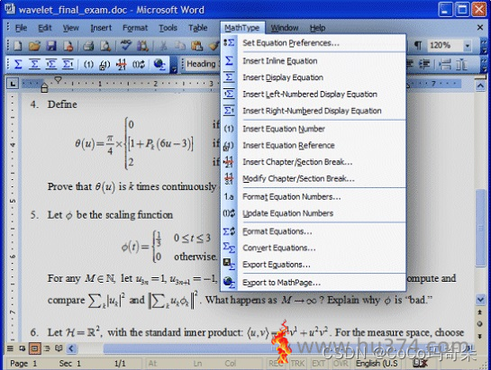 Word编辑页面
MathType在Word中的编辑页面示例